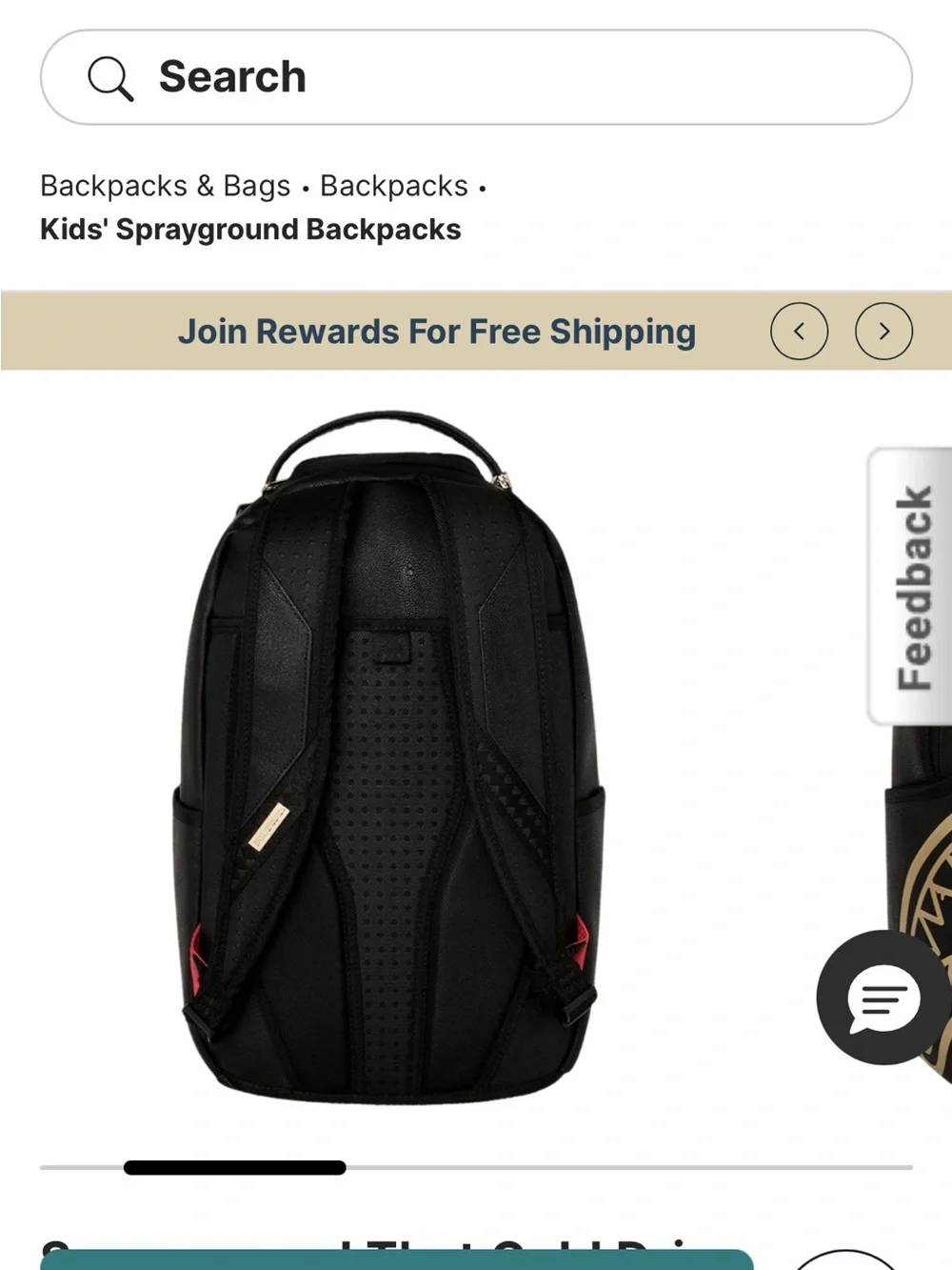 Sprayground Black & Gold Kids Shark Mouth Backpack